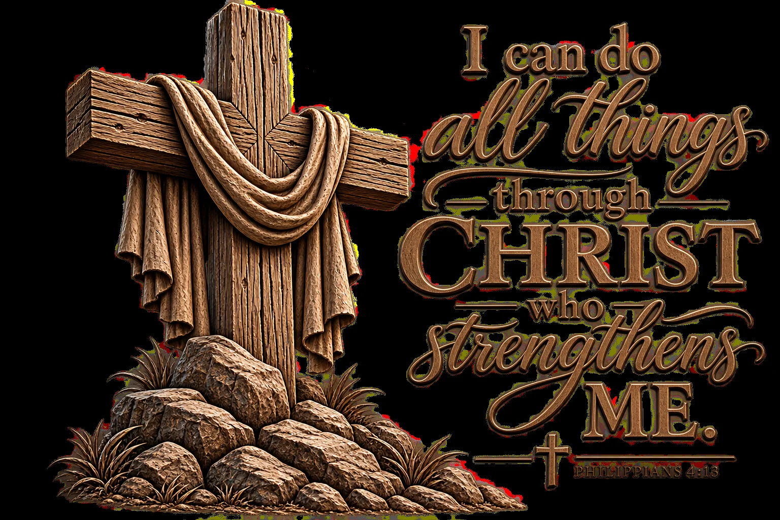 All Things Through Christ custom laser engraving
