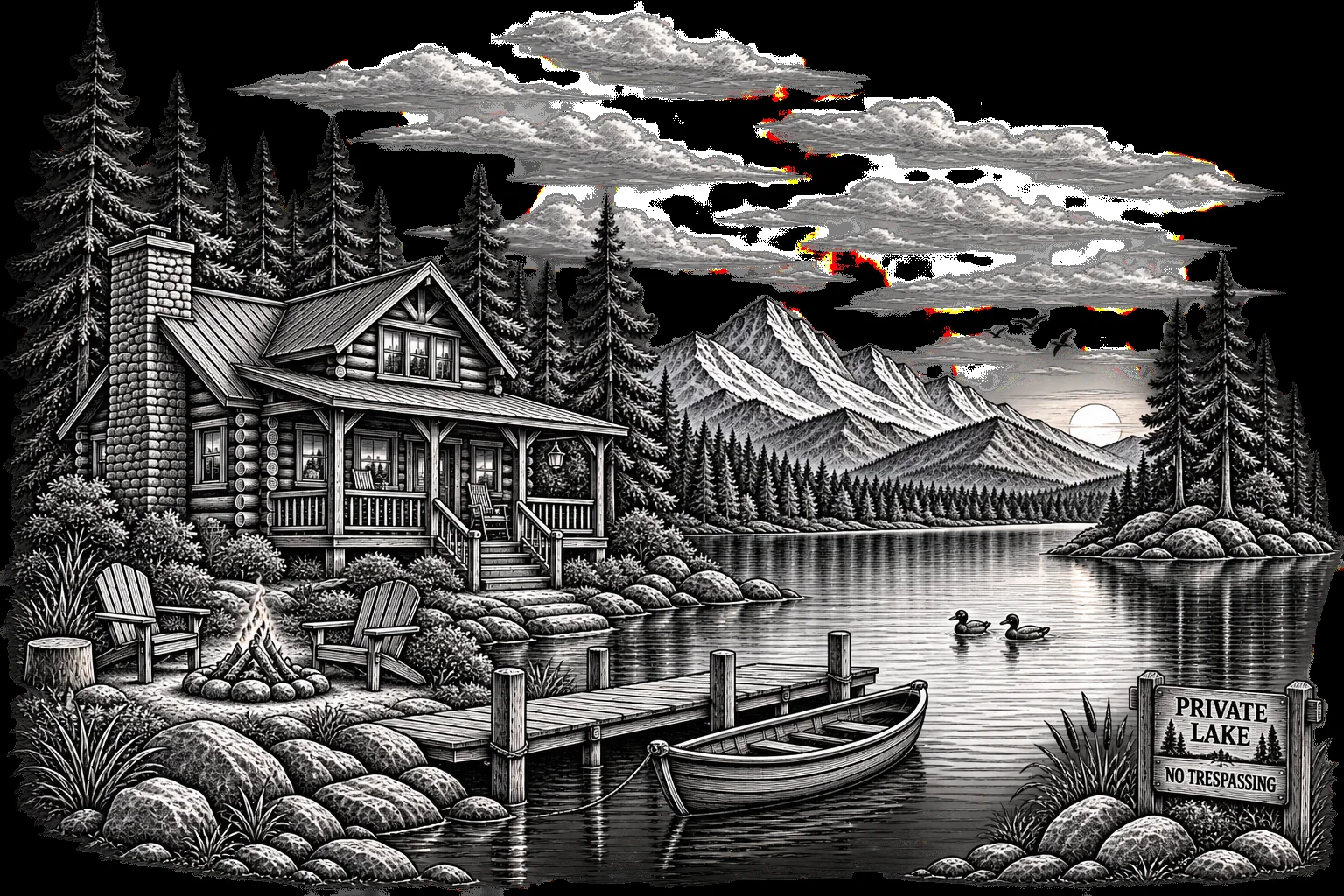 Private Lake Cabin custom laser engraving