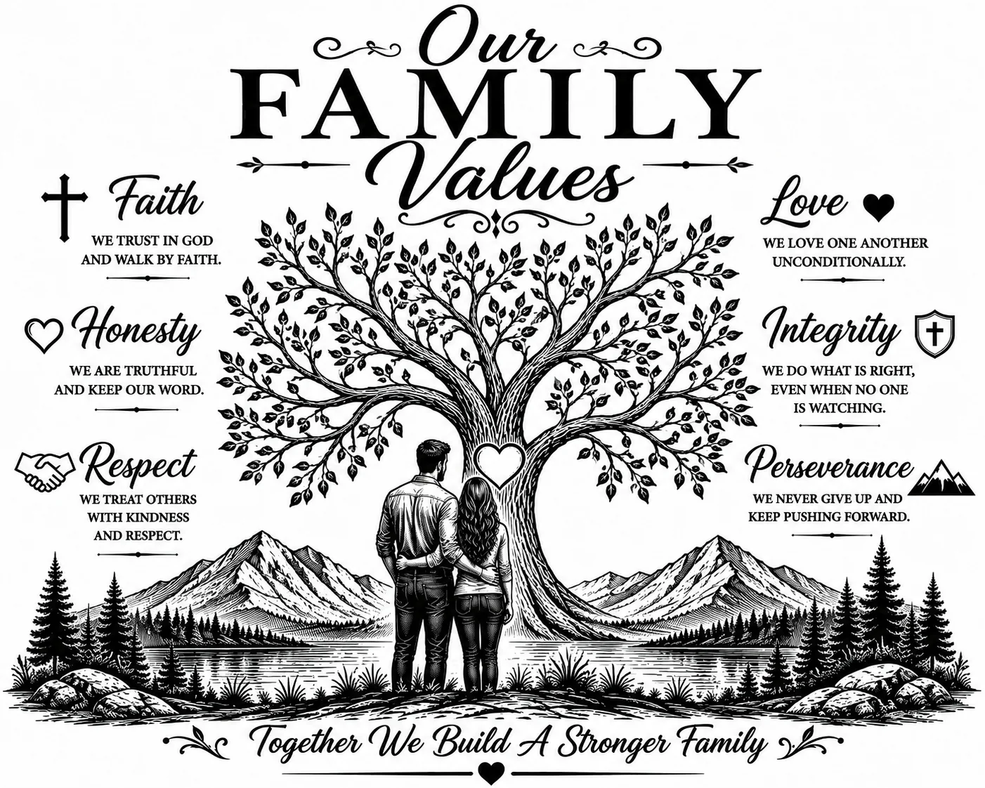 Our Family Values custom laser engraving