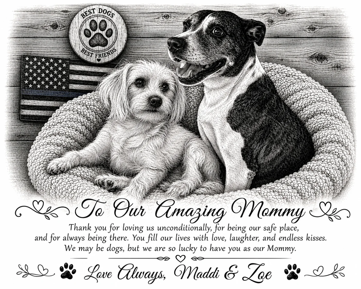 Maddi & Zoe — To Our Amazing Mommy custom laser engraving
