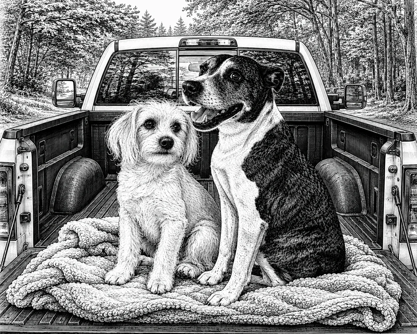 Maddi & Zoe in the Pickup custom laser engraving