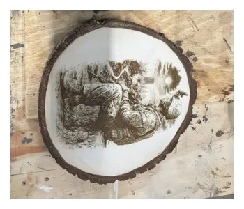 Military Wood-Slice Scene custom laser engraving by Bentley Custom Works