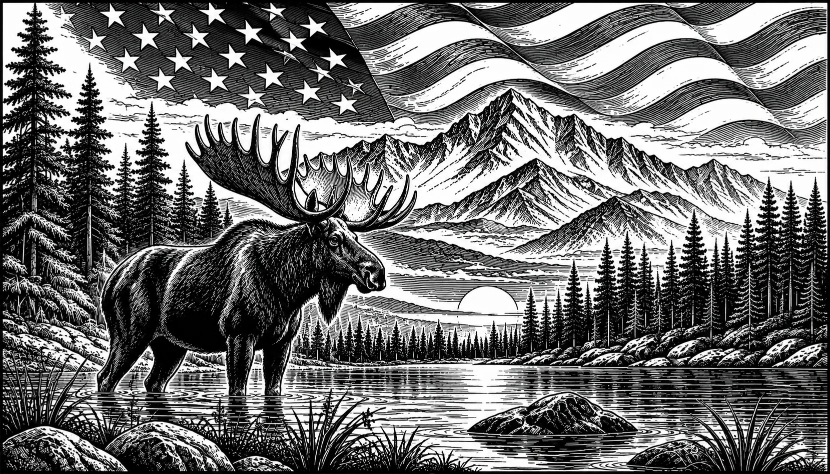 Moose Mountain Landscape custom laser engraving