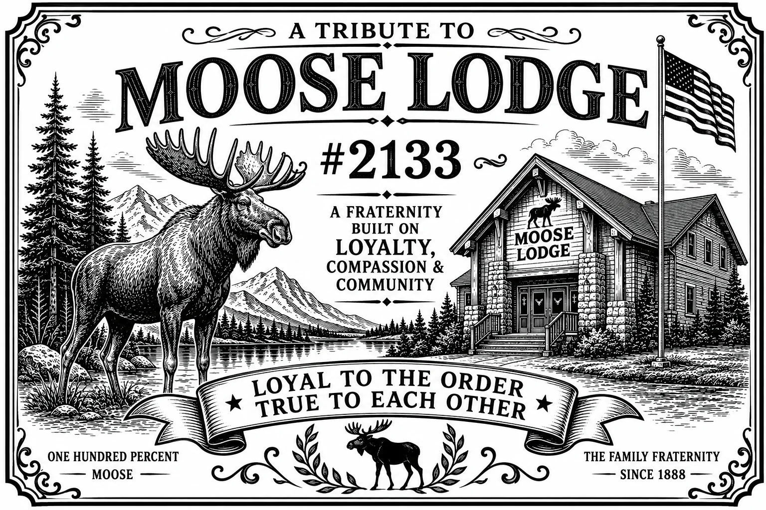Moose Lodge #2133 Tribute custom laser engraving