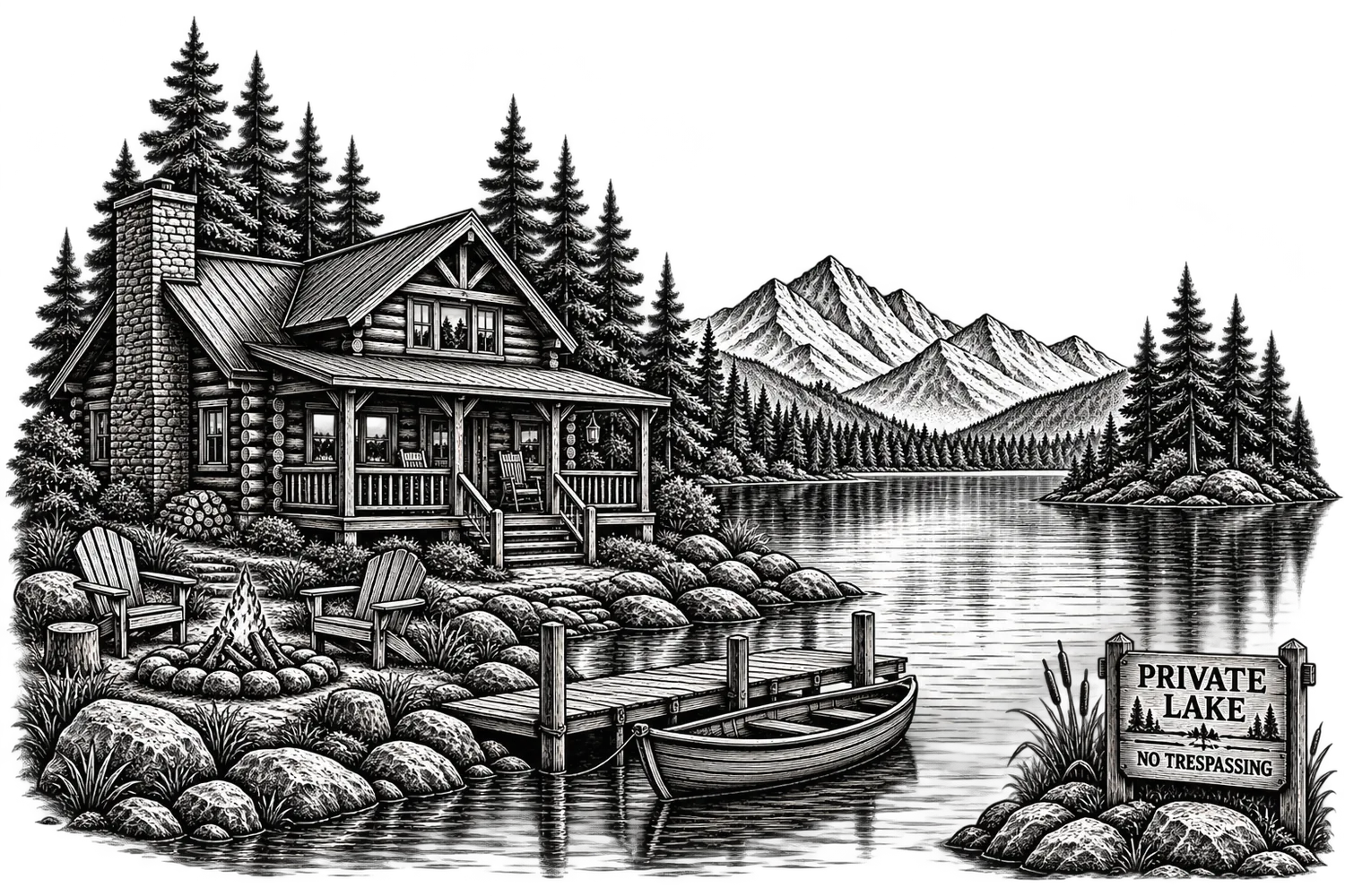 Private Lake Cabin custom laser engraving by Bentley Custom Works