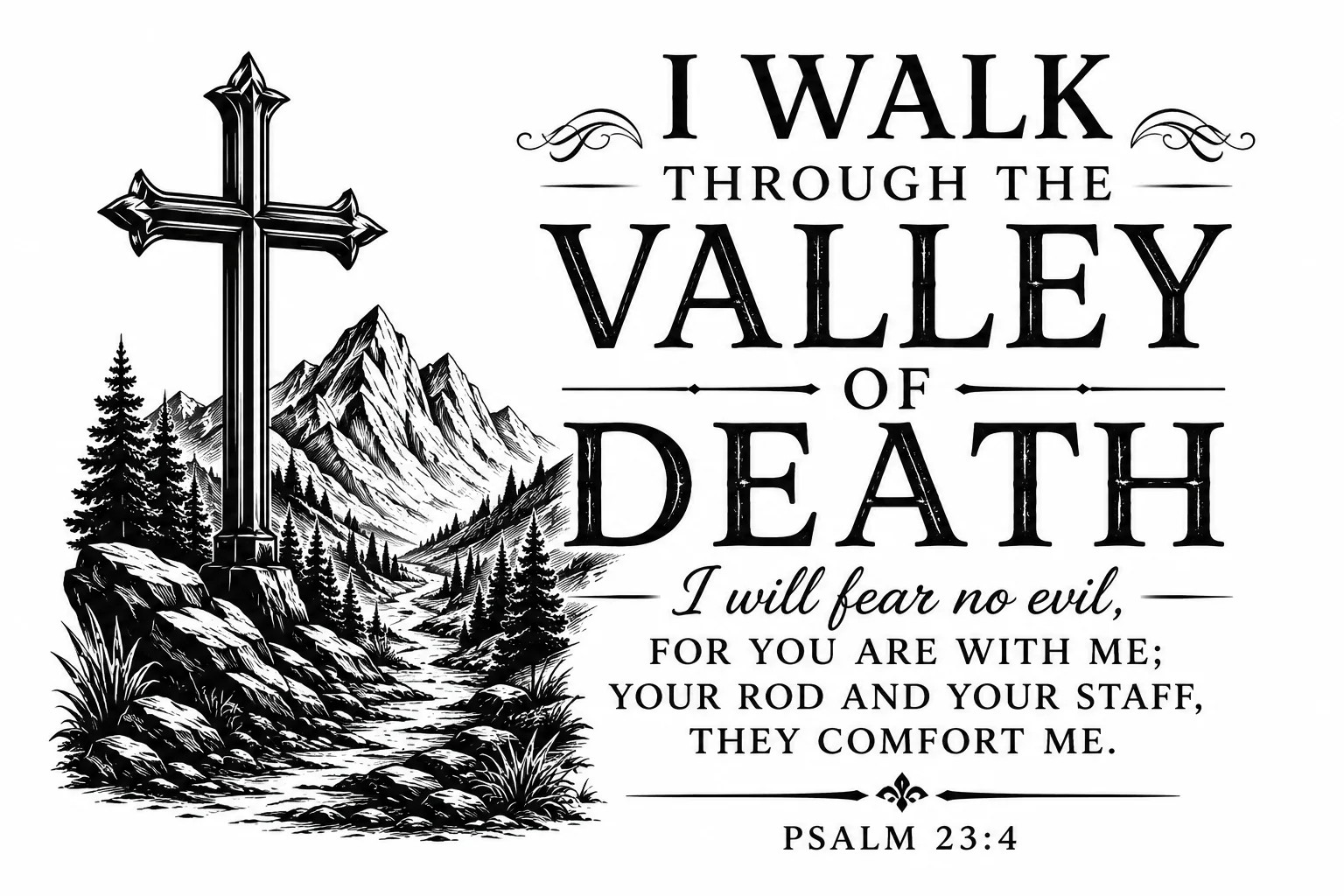 Psalm 23:4 — Valley of Death custom laser engraving