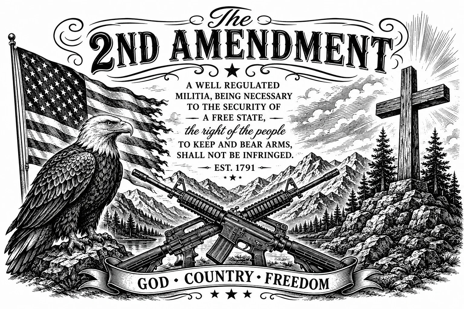 The 2nd Amendment custom laser engraving